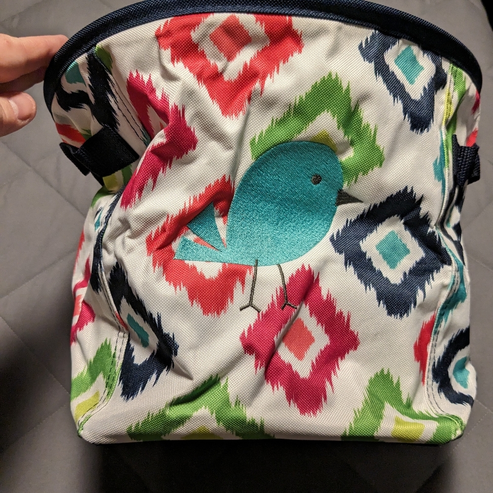Thirty-One Mini Storage Bin Candy Corners with Blue Chick embroidered NIP
